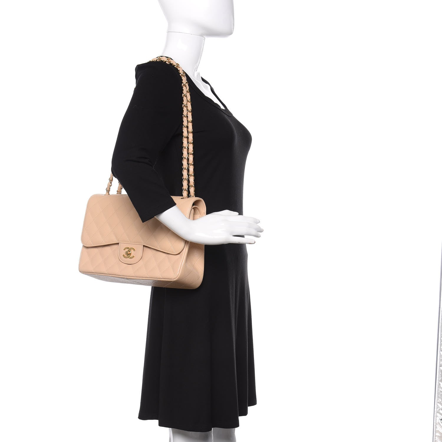 Chanel Caviar Quilted Jumbo Double Flap Beige Clair 2 of 9