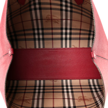 Burberry Grainy Calfskin Haymarket Check Medium Reversible Tote Red 9 of 23