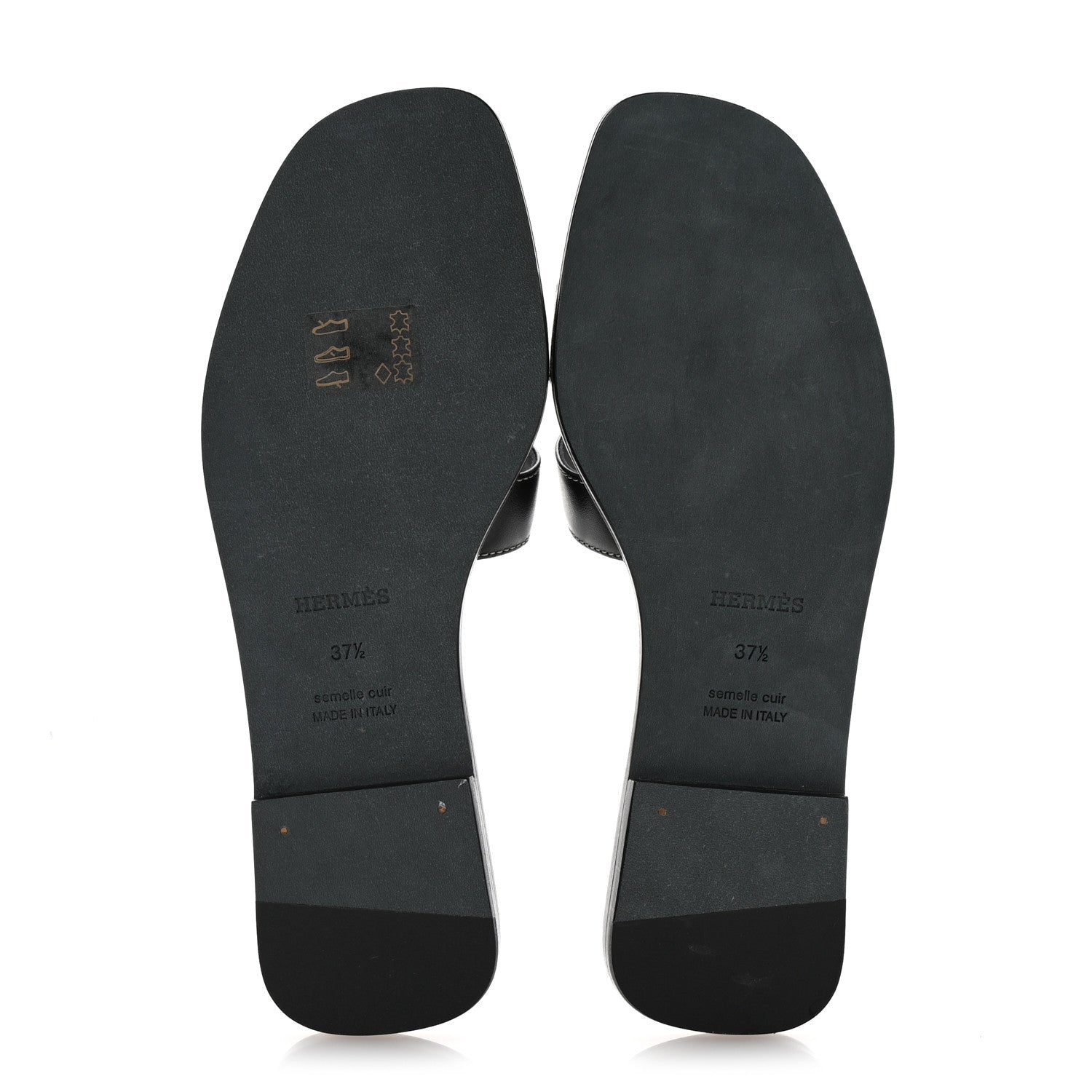 Hermes Box Calfskin Oran Sandals 37.5 Black 6 of 9