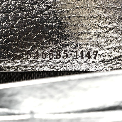Gucci Metallic Calfskin GG Supreme Monogram Petite GG Marmont Wallet Chain Bag Silver Beige Ebony 7 of 10