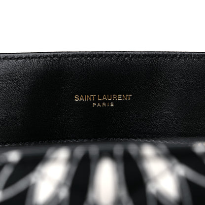 Saint Laurent Canvas Bandana Medium Loulou Chain Satchel Black White 6 of 9