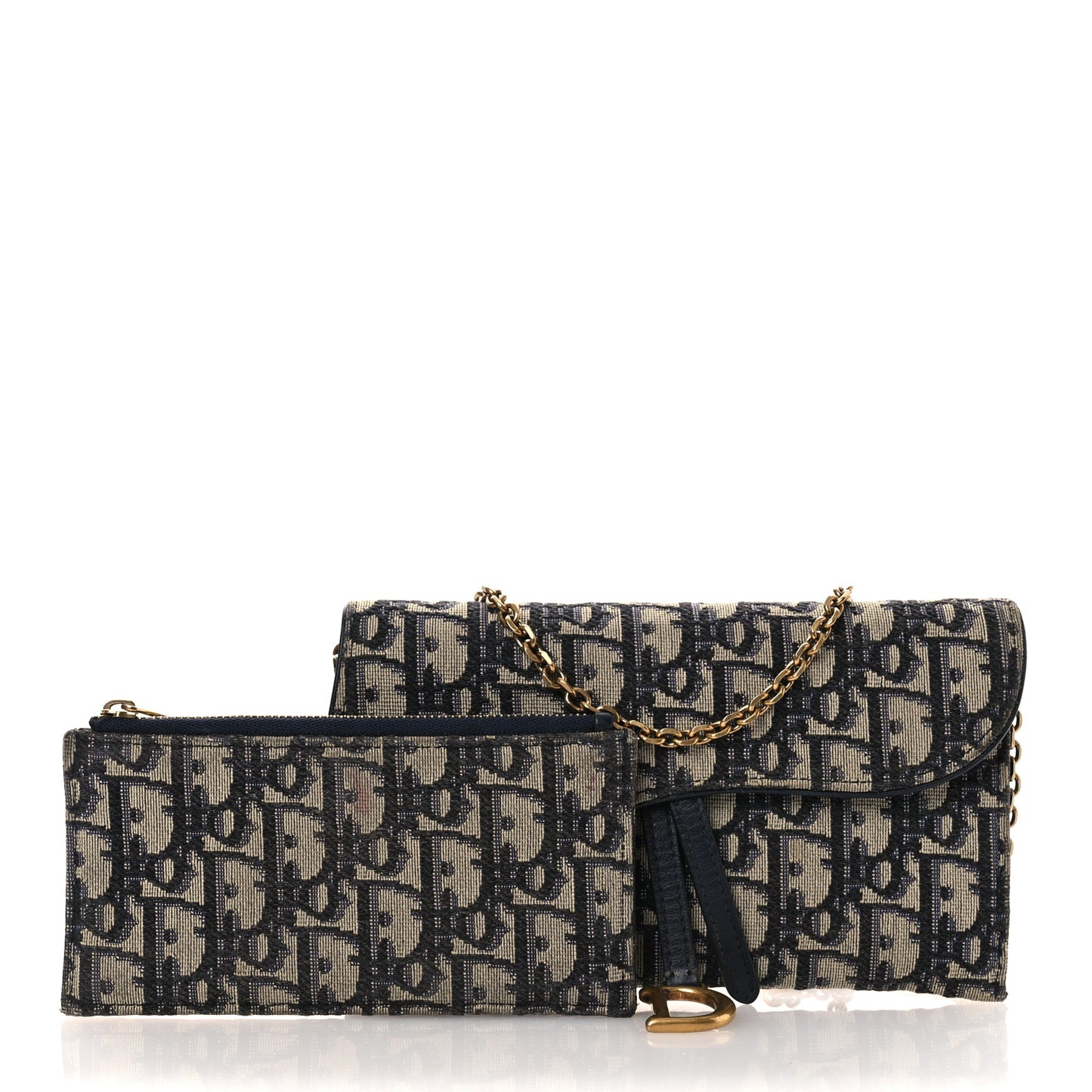 Oblique Saddle Chain Long Wallet Blue
