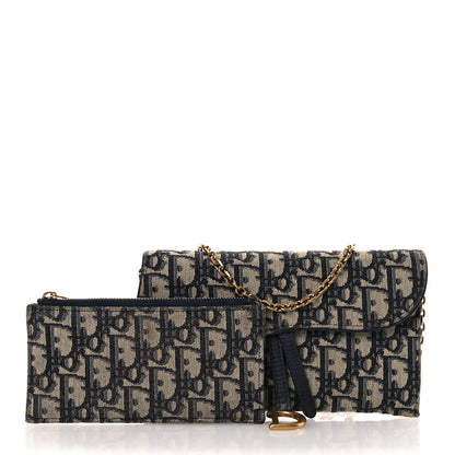 Christian Dior Oblique Saddle Chain Long Wallet Blue 3 of 15