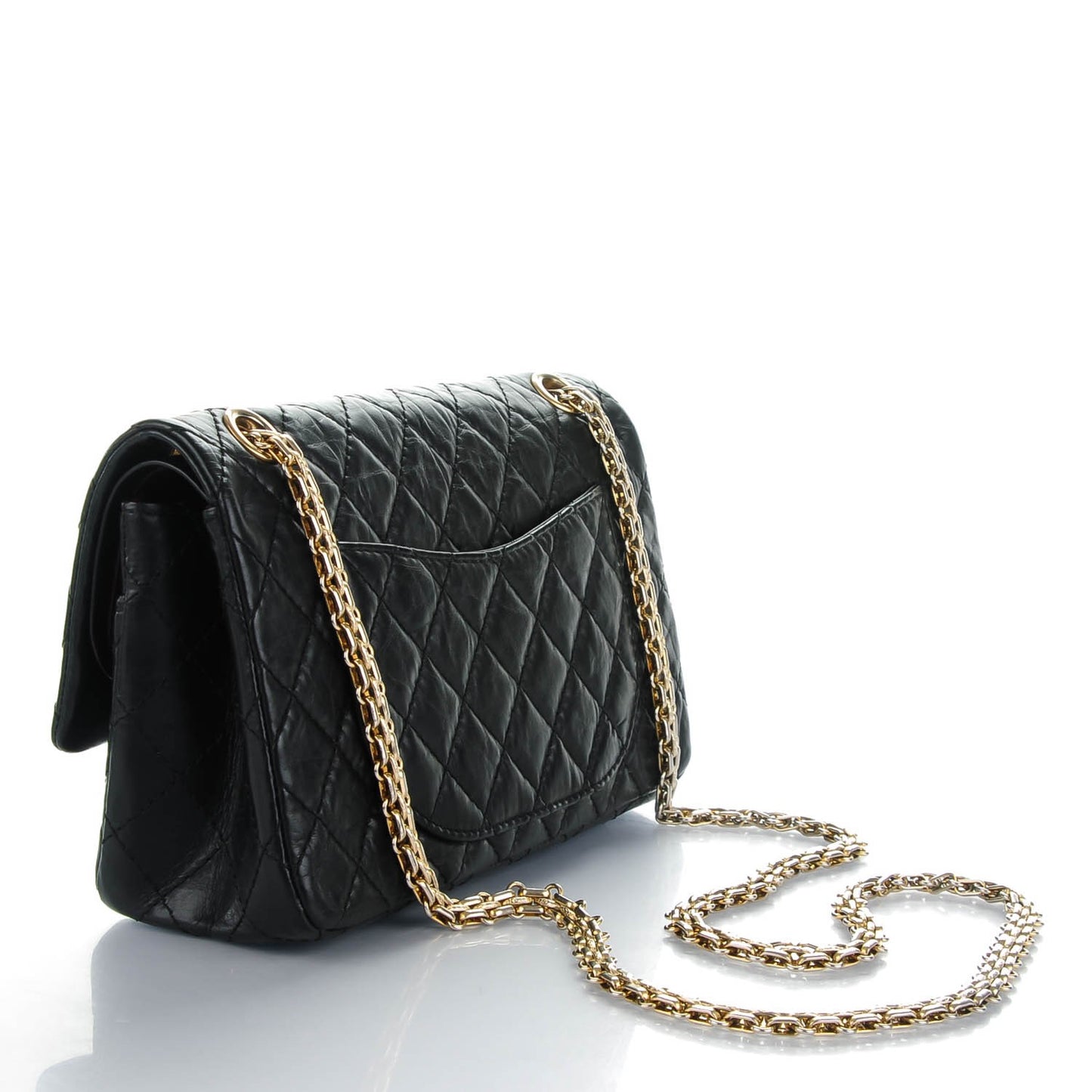 Aged Calfskin Quilted 2.55 Reissue 225 Flap Black