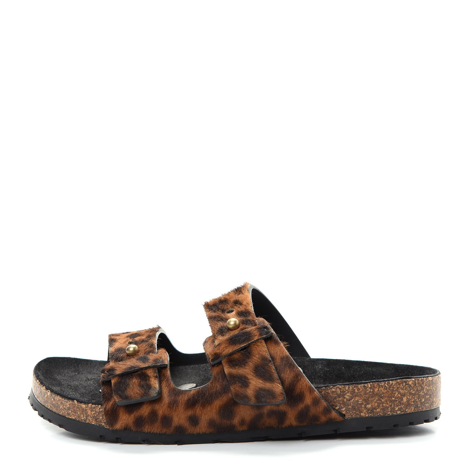 Saint Laurent Calf Hair Leopard Print Jimmy Slide Sandals 36.5 Brown 1 of 11