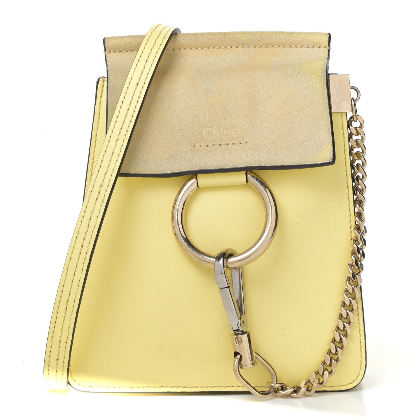 Suede Calfskin Mini Faye Bracelet Bag Lemonade