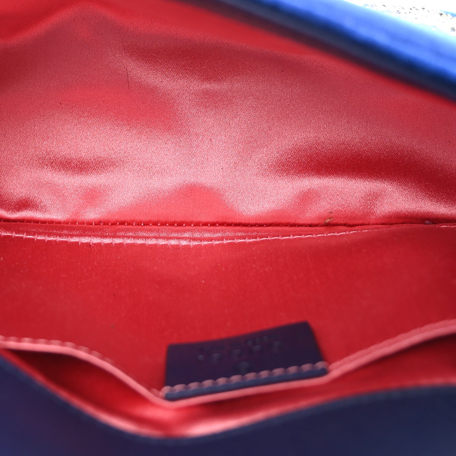 Gucci Velvet Matelasse Embroidered Mini GG Marmont Shoulder Bag Cobalt Blue 5 of 10