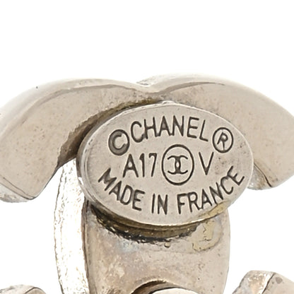 Chanel Crystal Pearl CC Drop Earrings Silver Pearly White 4 of 4