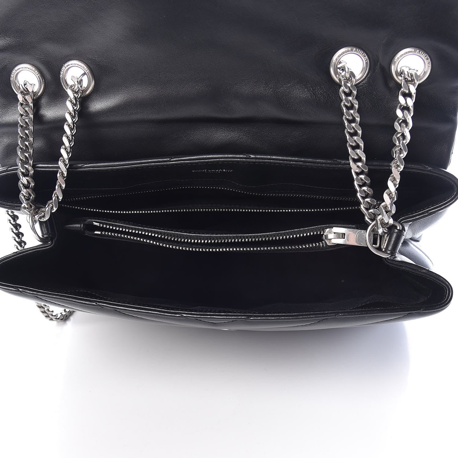 Saint Laurent Calfskin Y Quilted Monogram Medium Loulou Chain Satchel Black 7 of 11