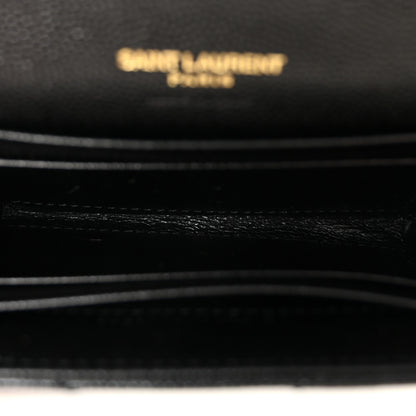 Saint Laurent Grain De Poudre Matelasse Chevron Small Monogram Envelope Wallet Black 5 of 7