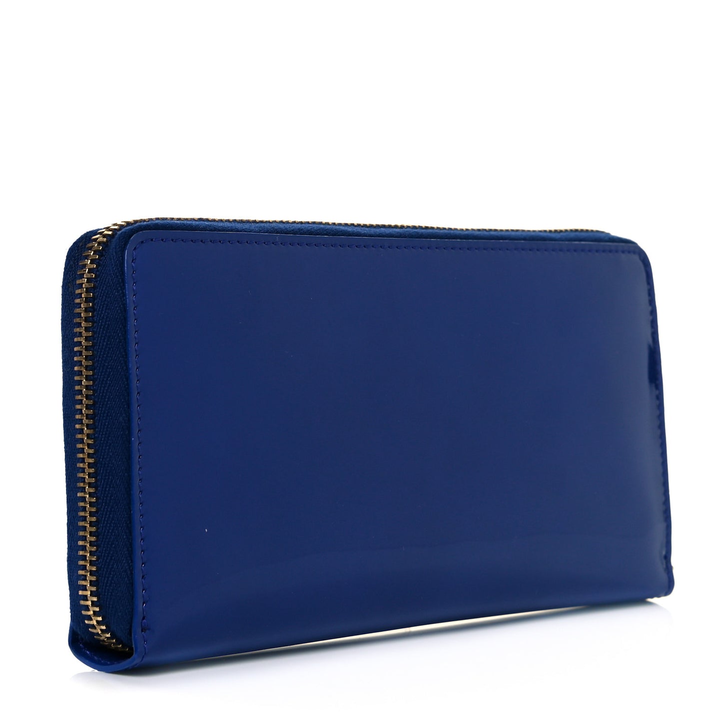 Patent Calfskin Belle De Jour Zip Around Wallet Royal Blue