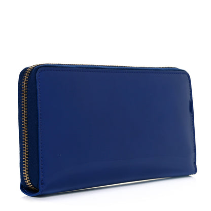 Saint Laurent Patent Calfskin Belle De Jour Zip Around Wallet Royal Blue 3 of 8