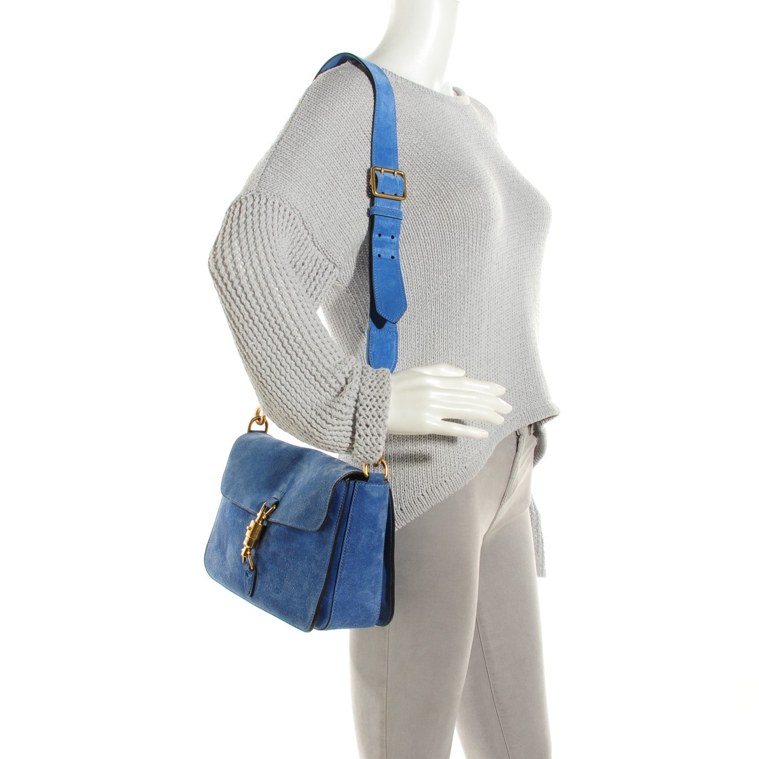 Gucci Soft Suede Small Jackie Shoulder Bag Cerulean Blue 2 of 8
