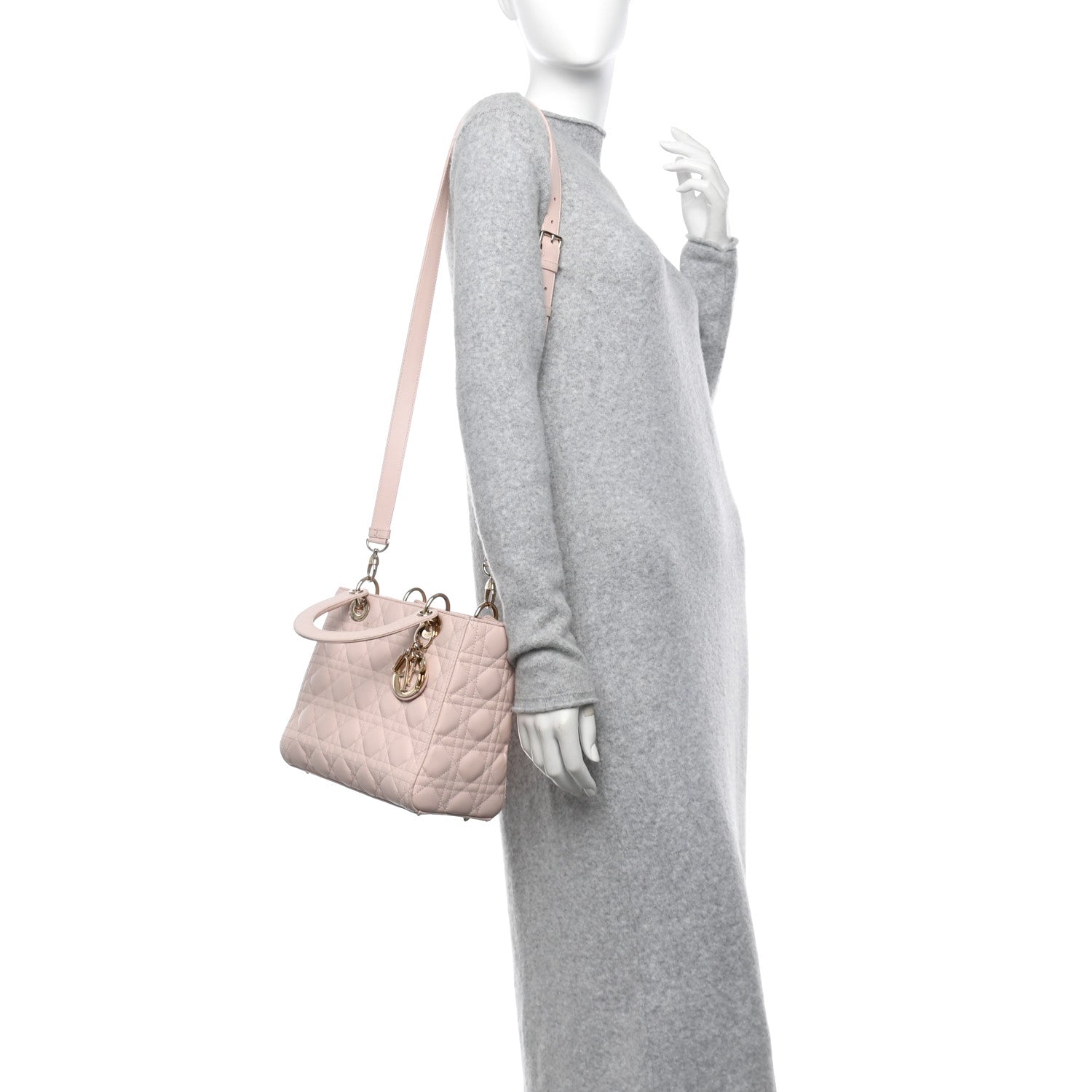 Christian Dior Lambskin Cannage Medium Lady Dior Light Pink 2 of 14