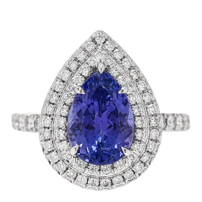 Tiffany Platinum Diamond Tanzanite Soleste Pear Cut Ring 50 5.25 1 of 6