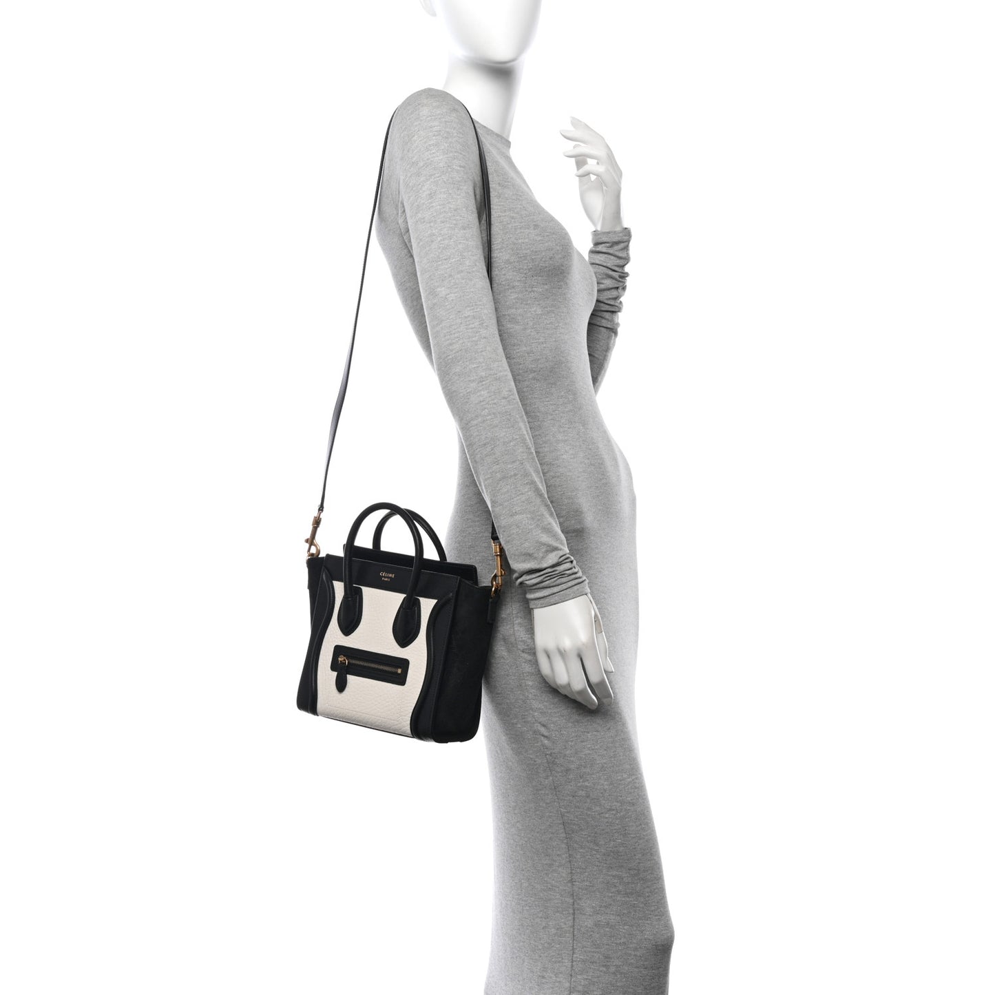 Bullhide Calfskin Nubuck Bi-Color Nano Luggage Black White