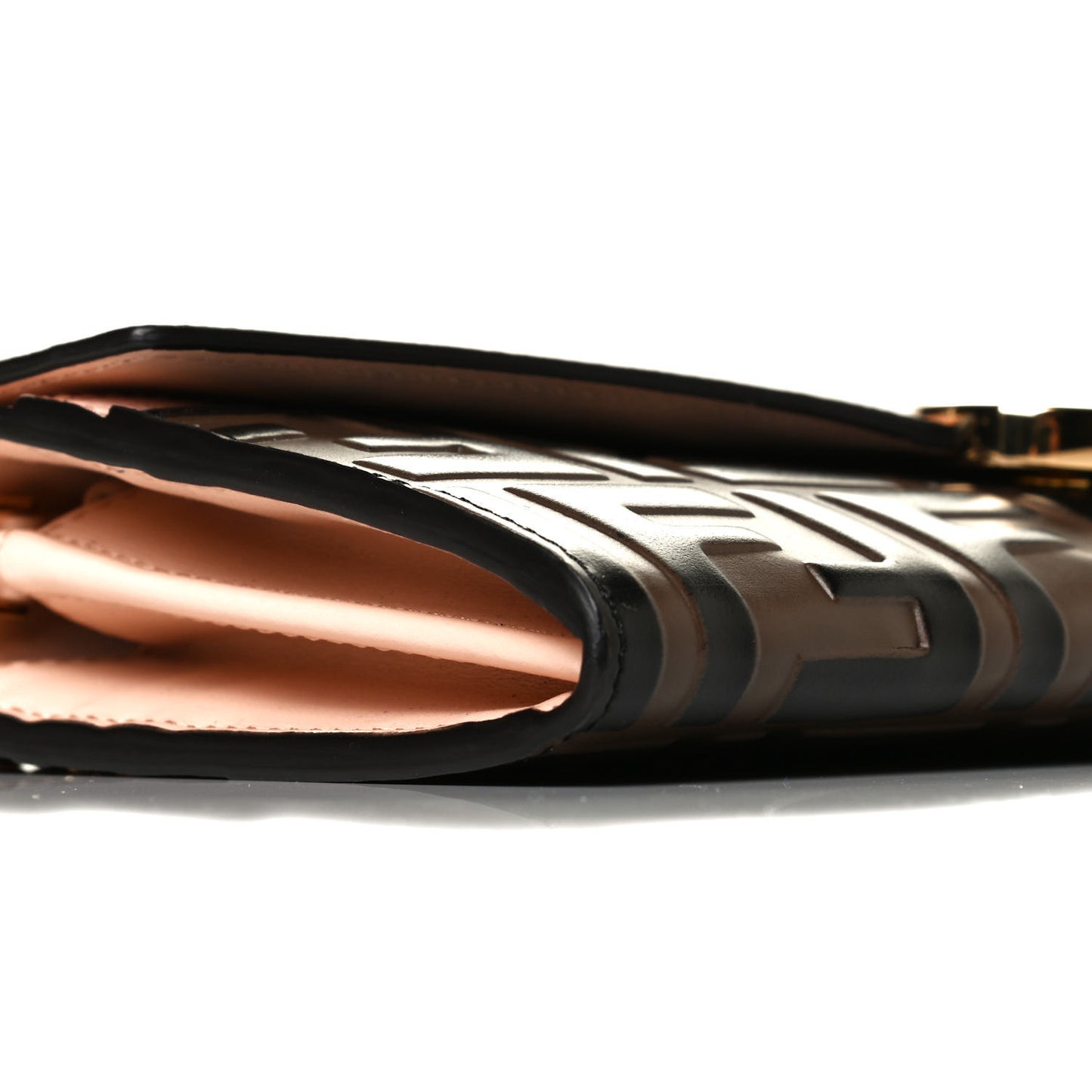Vitello Cruise F is Fendi Bi-Color FF 1974 Embossed Continental Envelope Wallet On Chain Maya Black Light Rose