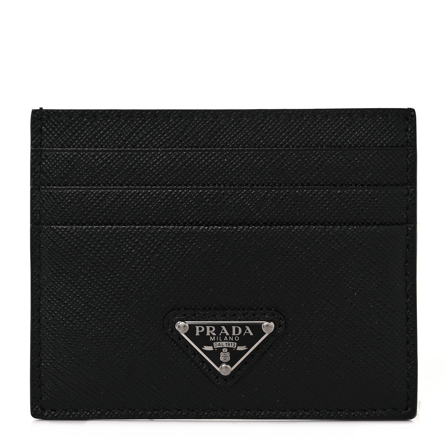 Prada Saffiano Triangle Card Case Black 1 of 9
