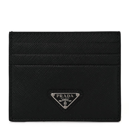 Prada Saffiano Triangle Card Case Black 1 of 9