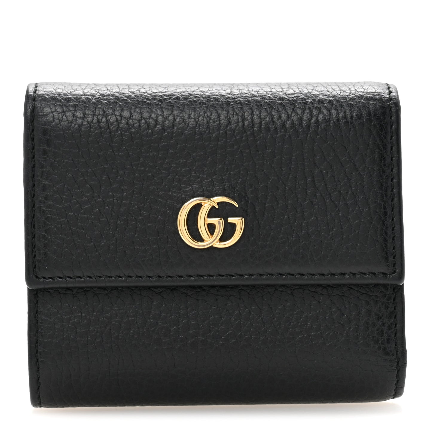 Dollar Calfskin GG Marmont Tri-Fold Wallet Black