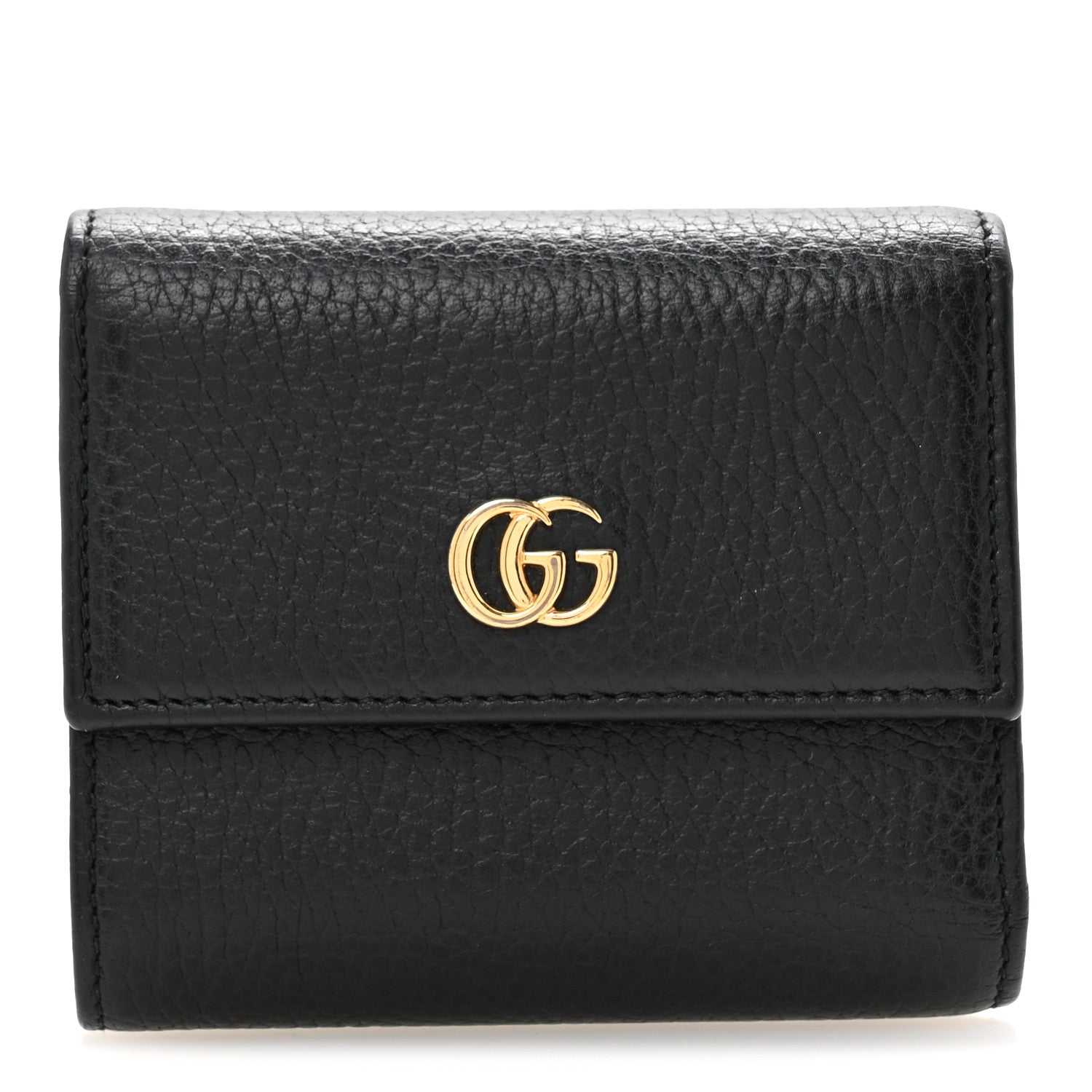 Gucci Dollar Calfskin GG Marmont Tri-Fold Wallet Black 1 of 9