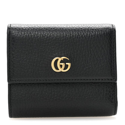 Gucci Dollar Calfskin GG Marmont Tri-Fold Wallet Black 1 of 9