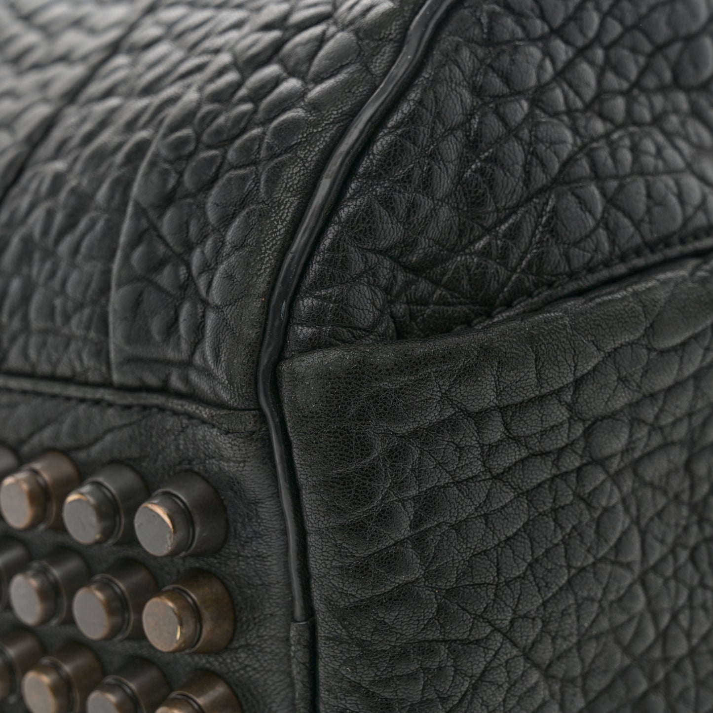 Pebbled Lambskin Mini Rockie Black Antique Brass Hardware