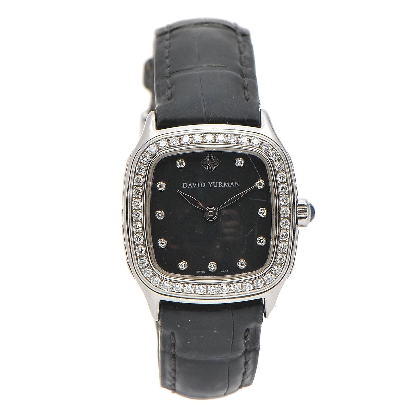 Stainless Steel Alligator Diamond Bezel 25mm Thoroughbred Quartz Watch Black
