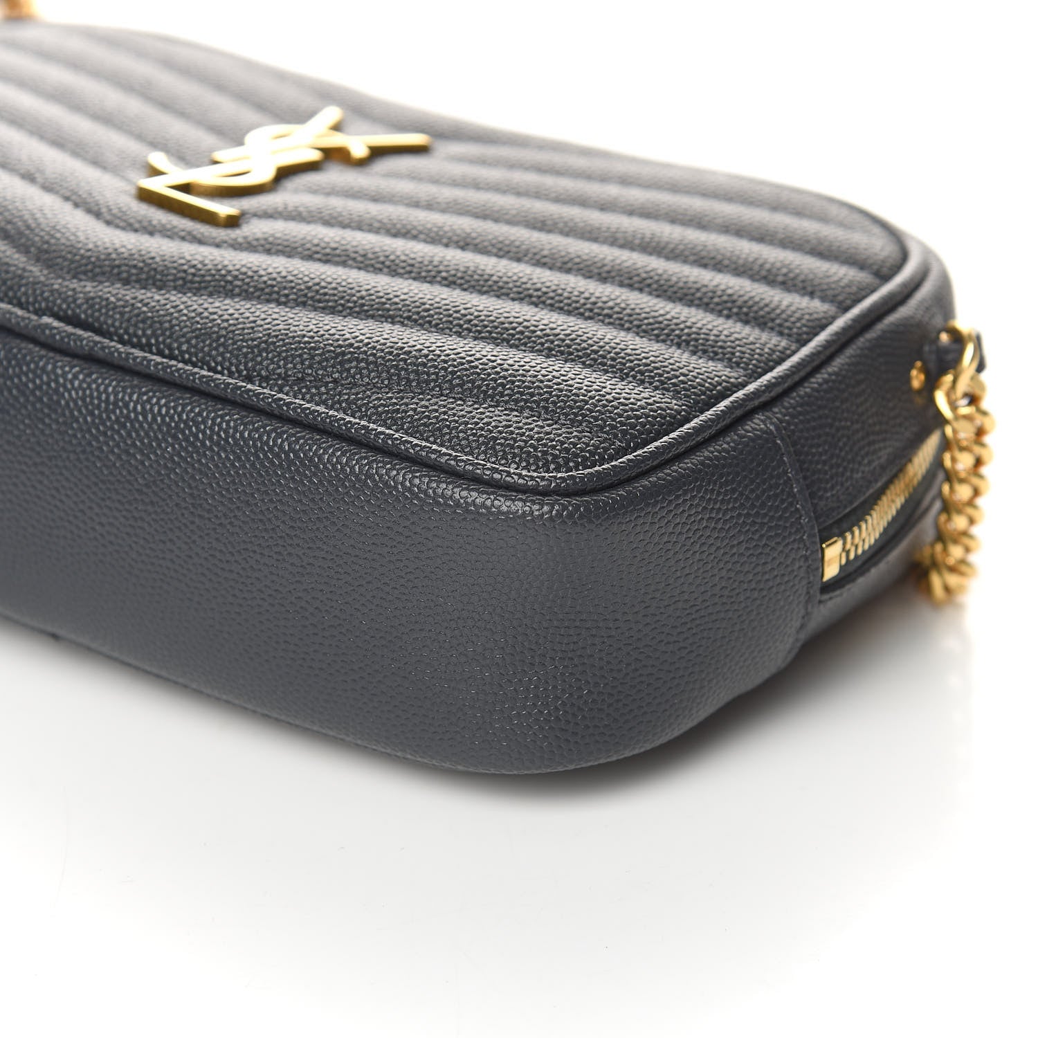 Saint Laurent Grain De Poudre Matelasse Monogram Mini Lou Camera Bag Dark Smog 9 of 11