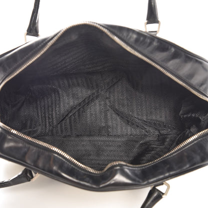 Prada Vitello Drive Perforated Bowling Bag Gesso Black 5 of 15