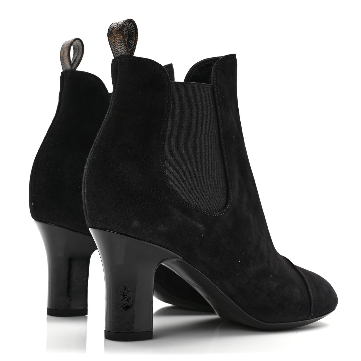 Louis Vuitton Suede Monogram Uniformes Cap Toe Chelsea 75mm Ankle Boots 36.5 Black 4 of 7