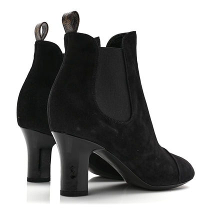 Louis Vuitton Suede Monogram Uniformes Cap Toe Chelsea 75mm Ankle Boots 36.5 Black 4 of 7