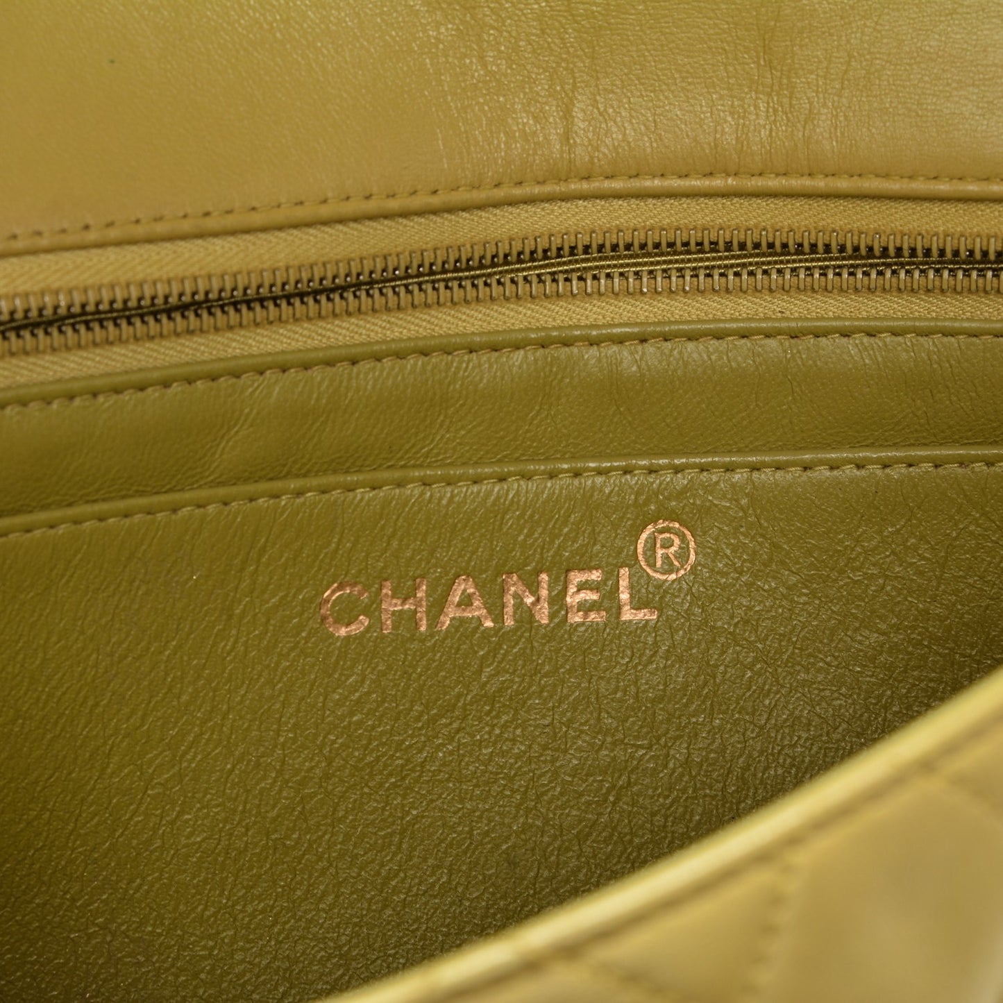 Lambskin Quilted Medium Single Flap Green