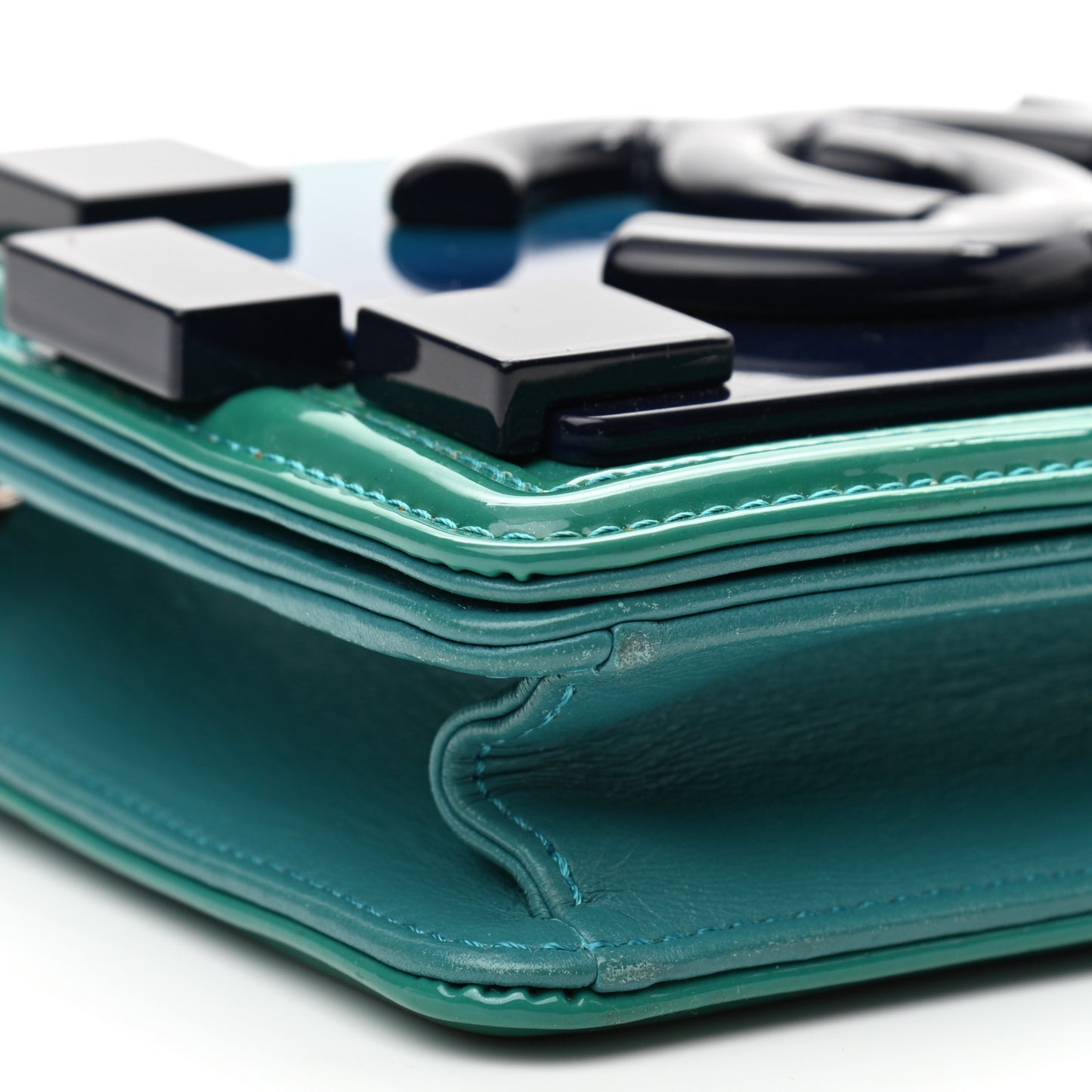 Plexiglass Patent Mini Boy Brick Flap Turquoise Navy