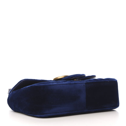 Gucci Velvet Matelasse Mini GG Marmont Shoulder Bag Cobalt Blue 4 of 9