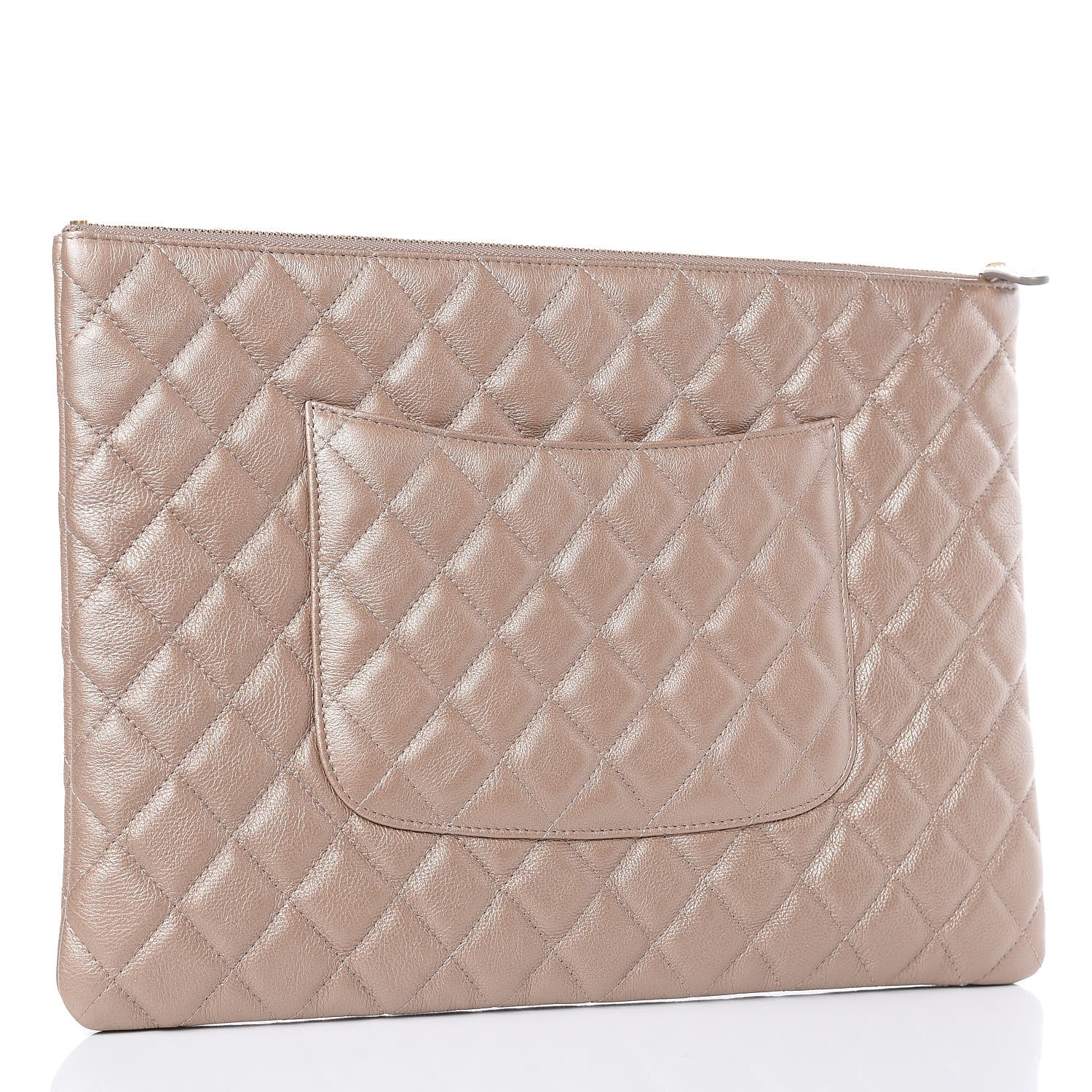 Chanel Metallic Calfskin Quilted Large Reissue Cosmetic Case Gold 3 of 8
