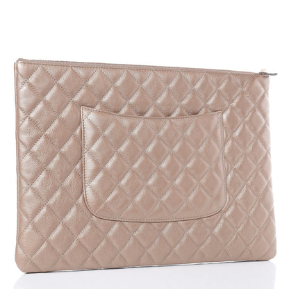 Chanel Metallic Calfskin Quilted Large Reissue Cosmetic Case Gold 3 of 8