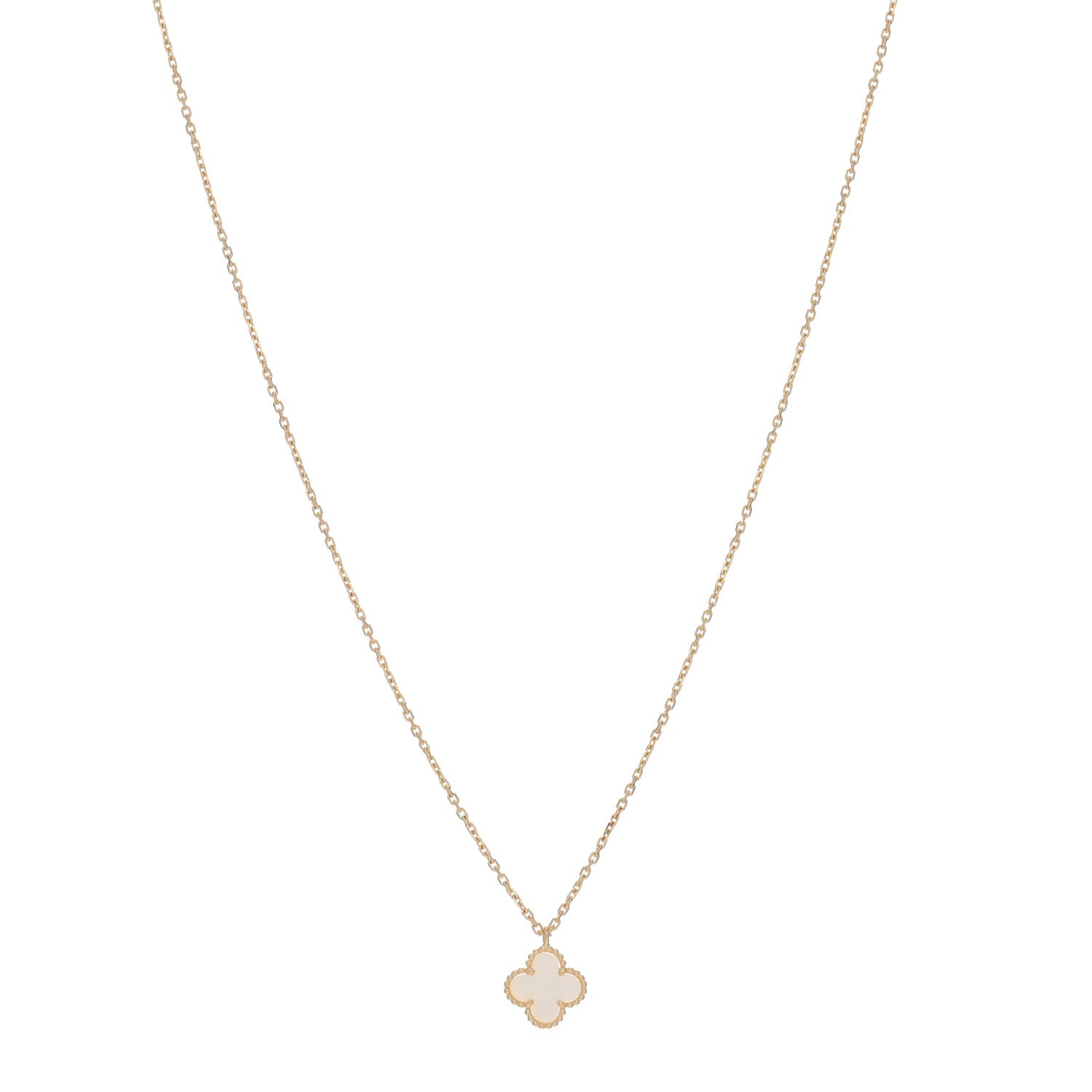 Van Cleef & Arpels 18K Yellow Gold Mother of Pearl Sweet Alhambra Pendant Necklace 1 of 4