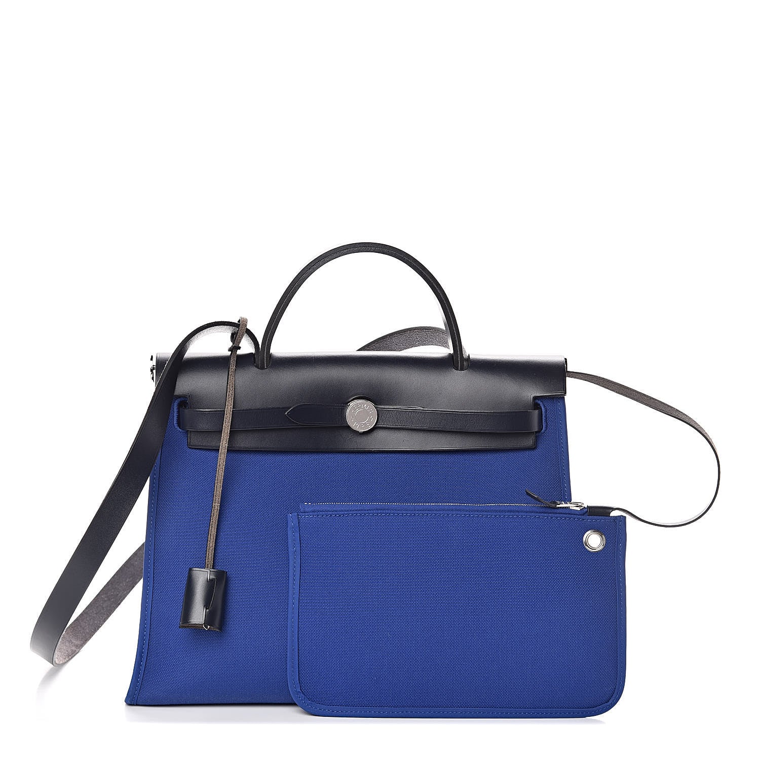 Hermes Toile Vache Hunter Herbag Zip 31 PM Bleu Electrique Bleu Indigo 1 of 11
