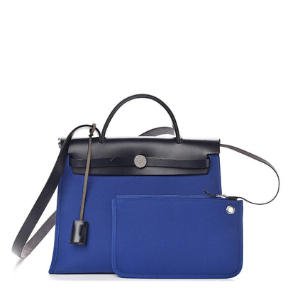 Hermes Toile Vache Hunter Herbag Zip 31 PM Bleu Electrique Bleu Indigo 1 of 11