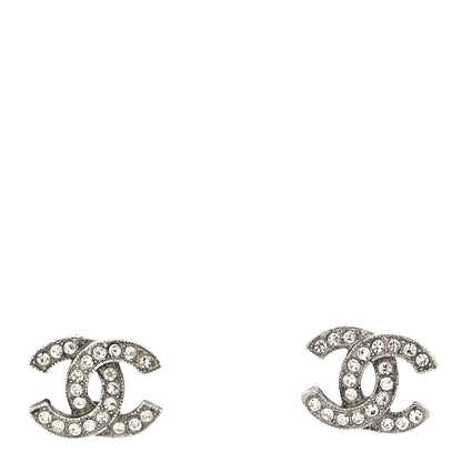 Chanel Crystal Timeless CC Earrings Silver 1 of 5