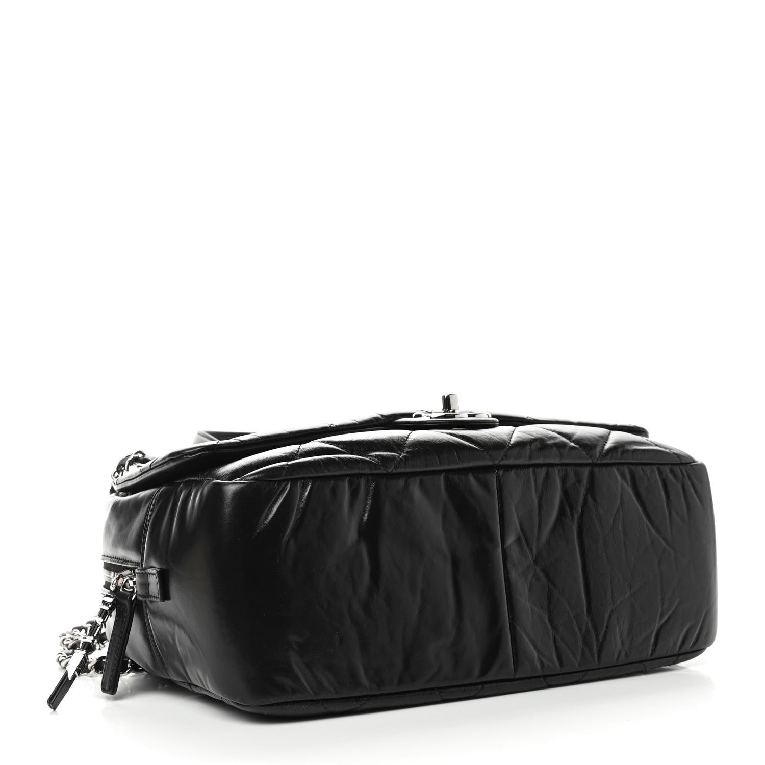 Chanel Aged Calfskin Quilted Small Express Bowling Bag Black 3 of 8