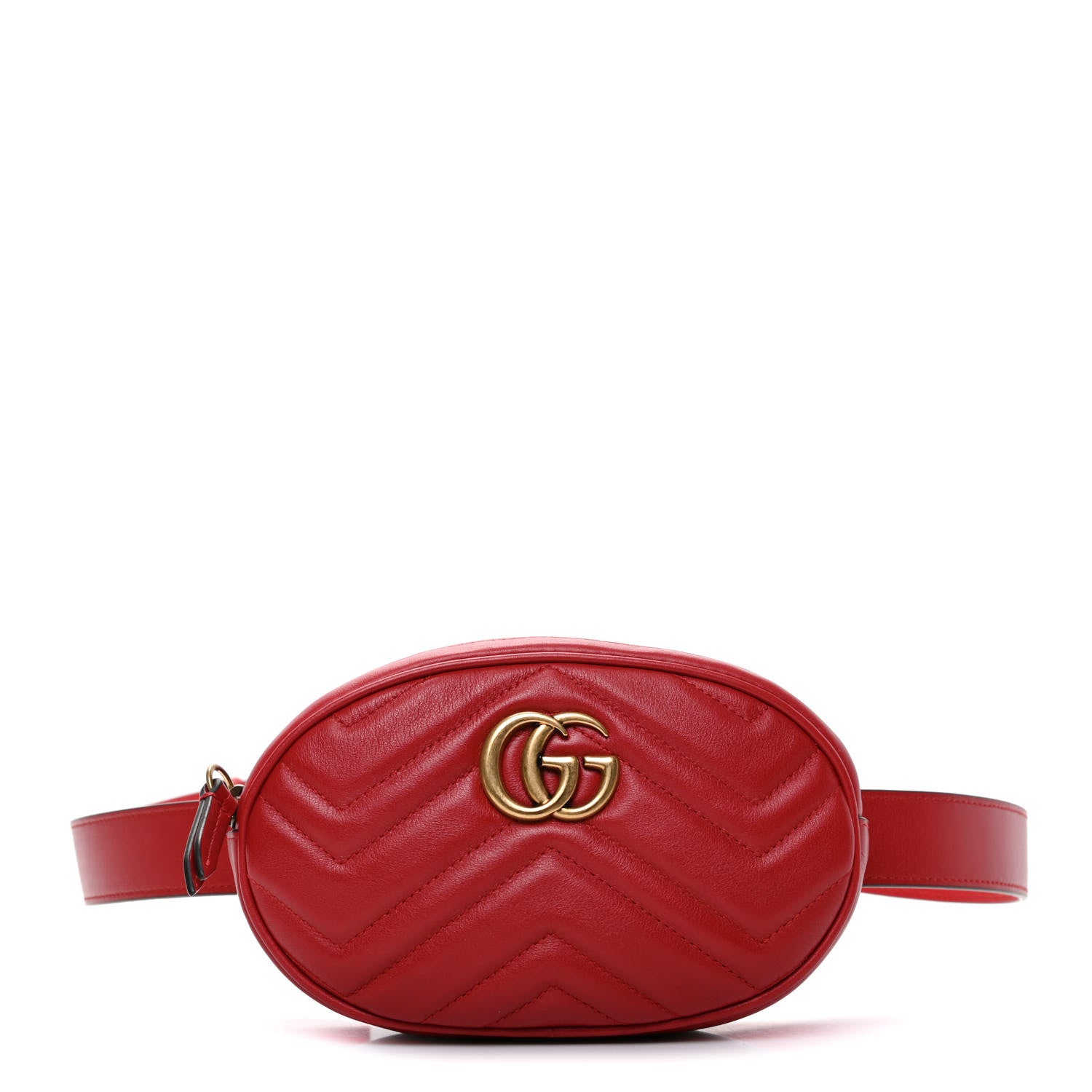 Gucci Calfskin Matelasse GG Marmont Belt Bag 95 38 Hibiscus Red 1 of 11