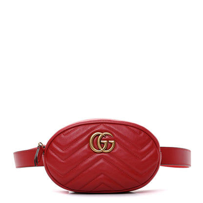 Gucci Calfskin Matelasse GG Marmont Belt Bag 95 38 Hibiscus Red 1 of 11