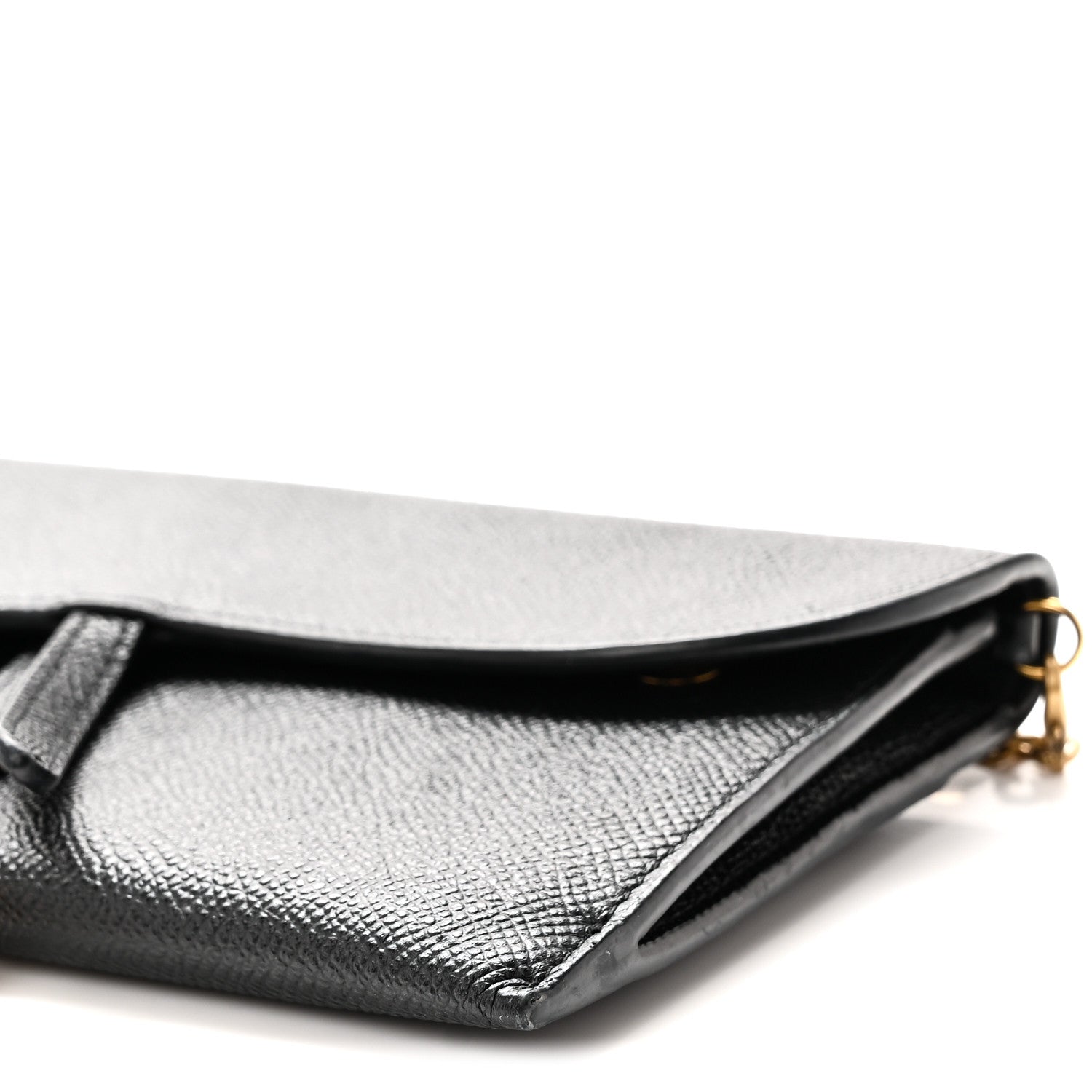 Christian Dior Grained Calfskin Saddle Chain Wallet Pouch Black 10 of 10