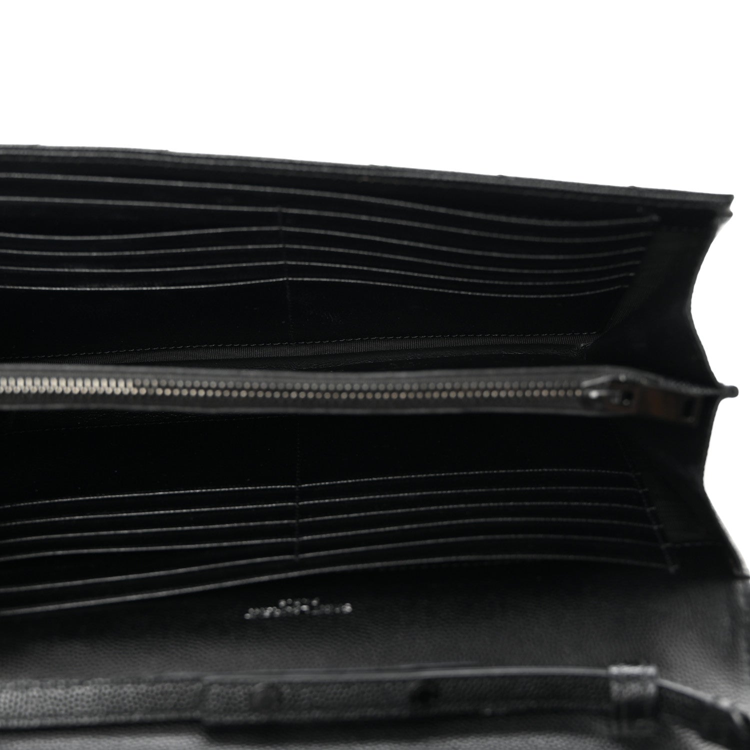 Saint Laurent Grain De Poudre Matelasse Chevron Monogram Monochrome Chain Wallet Black 5 of 10