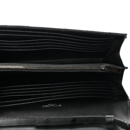 Saint Laurent Grain De Poudre Matelasse Chevron Monogram Monochrome Chain Wallet Black 5 of 10