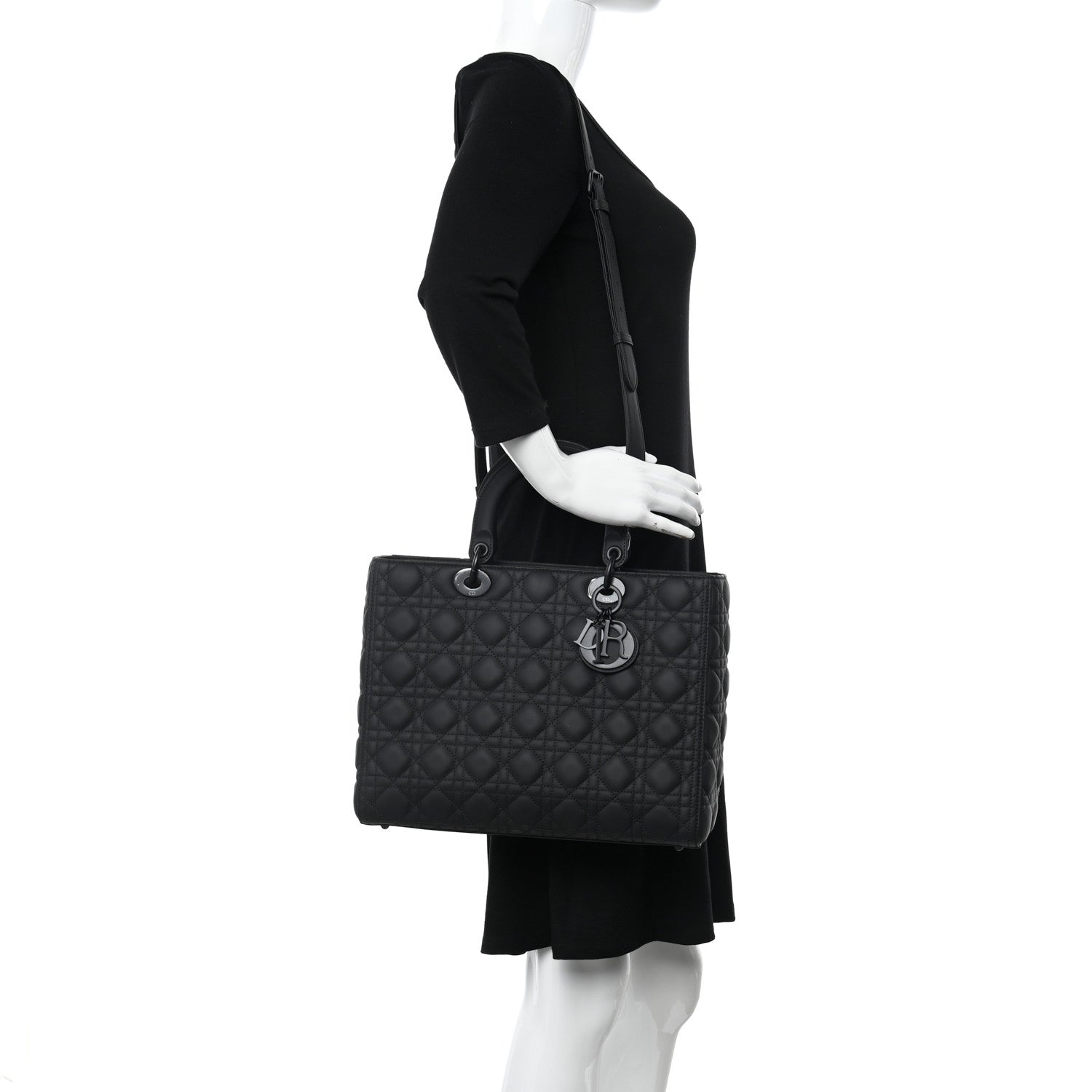 Christian Dior Ultra Matte Calfskin Cannage Large Lady Dior Black 2 of 10