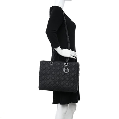 Christian Dior Ultra Matte Calfskin Cannage Large Lady Dior Black 2 of 10