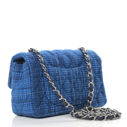 Chanel Tweed Quilted Mini Rectangular Flap Navy Blue 3 of 10
